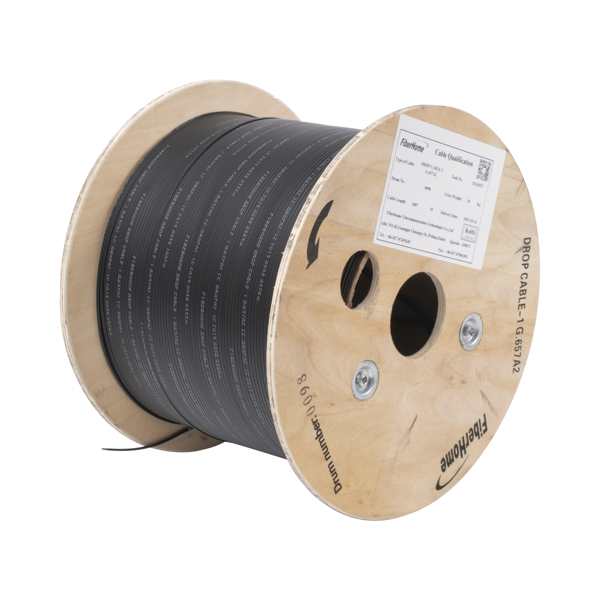 Carrete de 1 km de Fibra Óptica Drop, Interior/Exterior G.657A2 Monomodo de 1 hilo (unifibra), Dieléctrica, Forro Negro Carrete de 1 km de Fibra Óptica Drop, Interior/Exterior G.657A2 Monomodo de 1 hilo (unifibra), Dieléctrica, Forro Negro